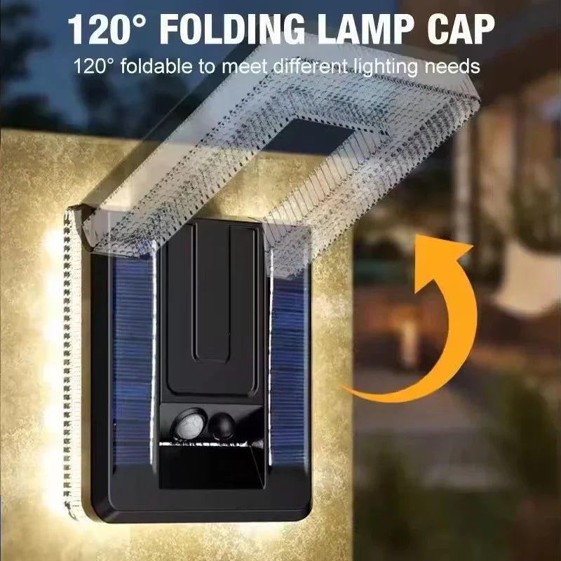 Lampada da parete solare LED pieghevole 120°, impermeabile con sensore di…