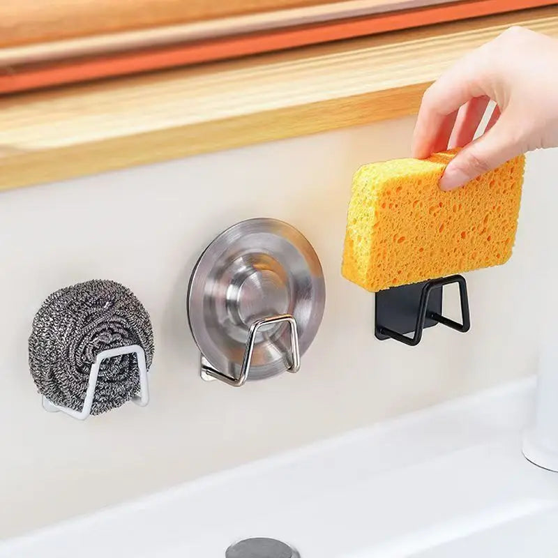 Portasponge inox da parete per lavello con ventosa – supporto resistente