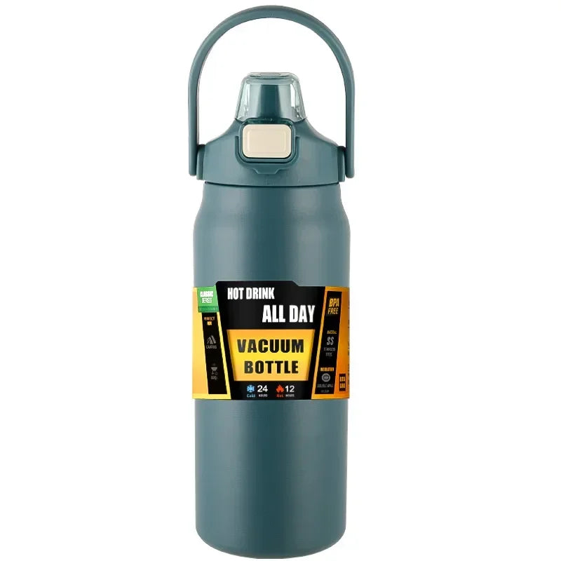 Thermos in acciaio inox 304, borraccia termica con cannucce e apertura a click