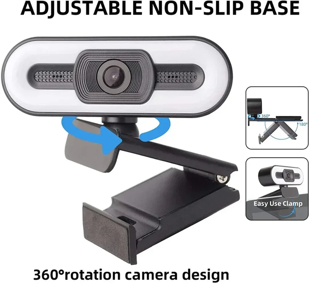 Webcam HD 4K con Autofocus, microfono integrato e rotazione 360° – Plug & Play…