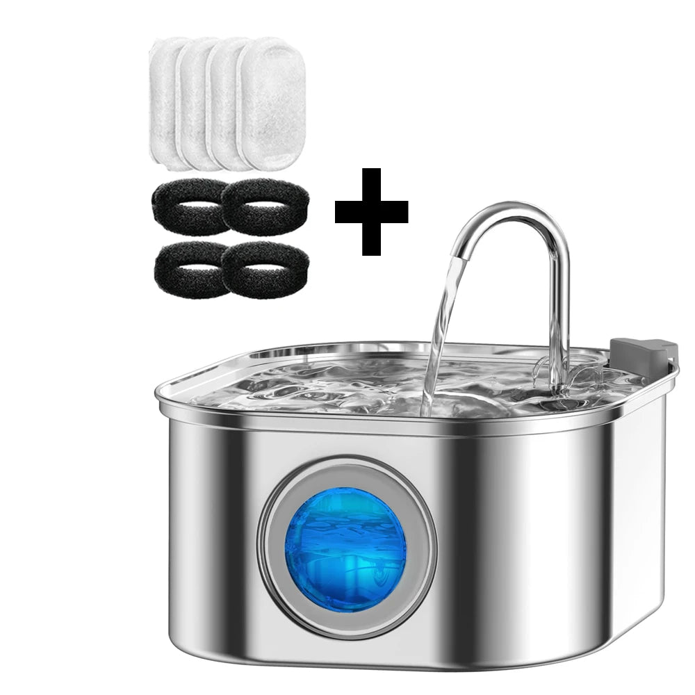 Fontanella per gatti 3,2 L in acciaio inox con finestra, sensore silenzioso e…