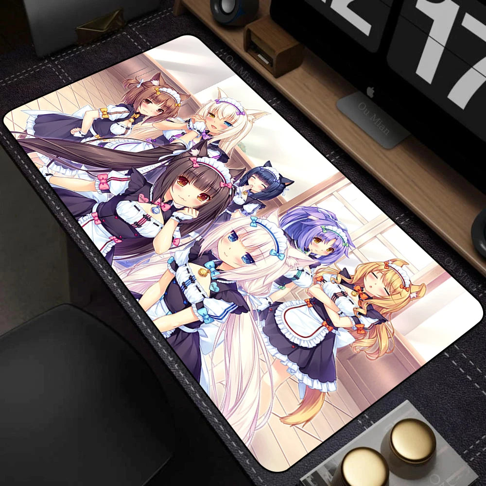XXL Home HD Computer Desk Mats Mouse Pad Nekopara Mousepad Carpet Gamer Office Laptop Soft Mouse Mat Desktop Mouse Mats 90x40cm
