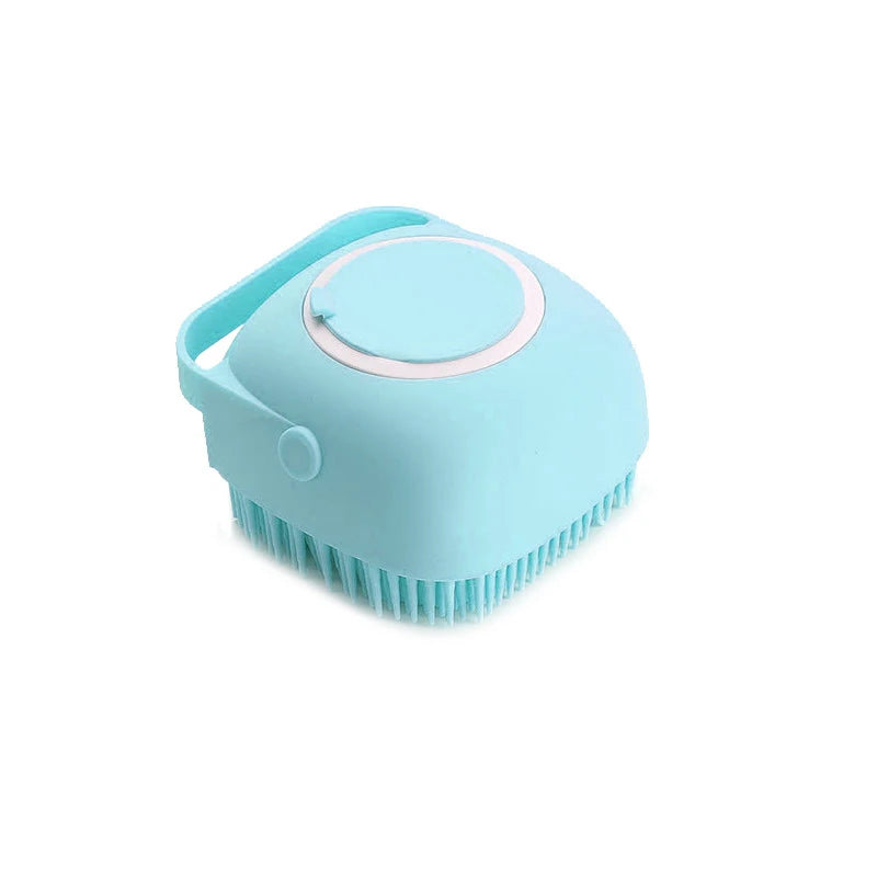 Spazzola in silicone morbido per cani e gatti – massaggio e dispenser shampoo