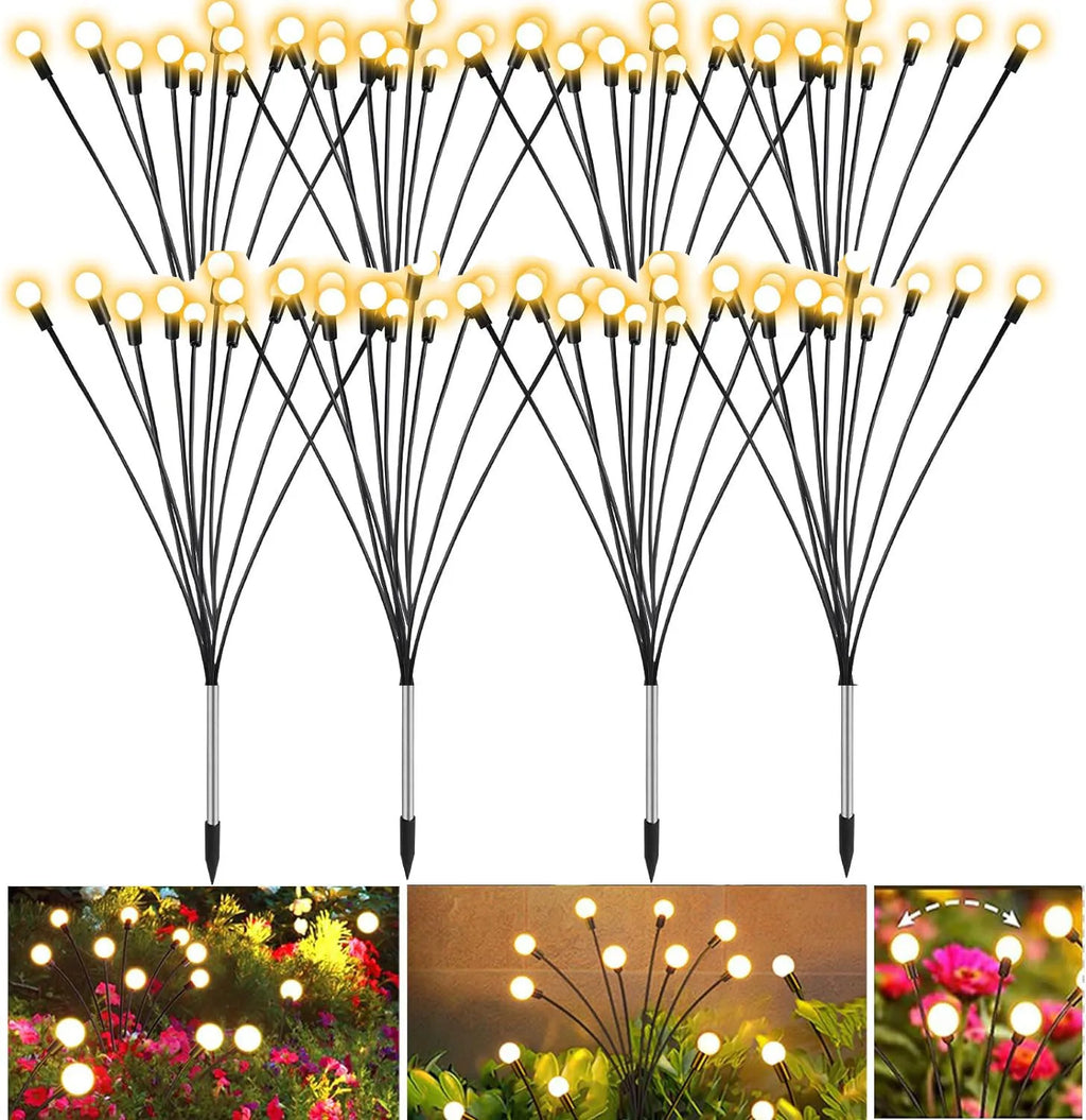 Lampada solare da giardino con luce a lucciole, LED, resistente all’acqua