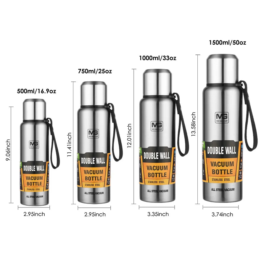 Thermos acciaio inox 1,5 L con cordino – borraccia termica portatile