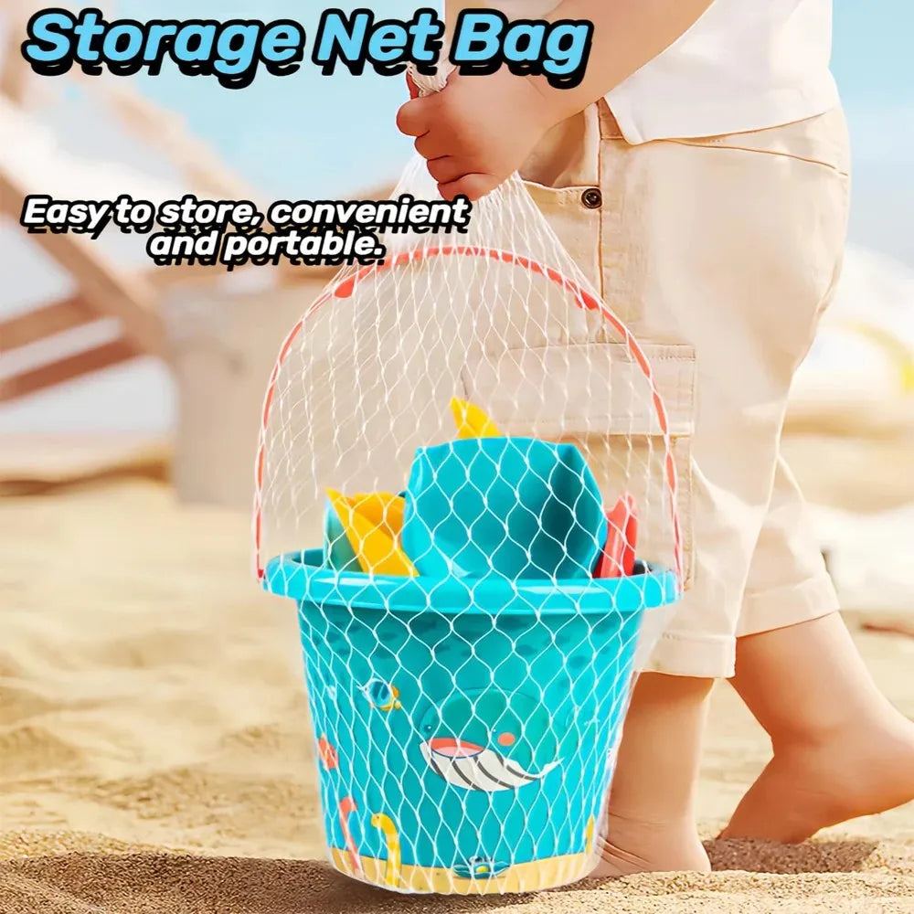 Set estivo da spiaggia 18 pezzi per bambini: secchiello, palette e bottiglia