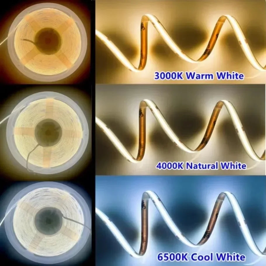 Striscia LED COB 5V 320 LED/m USB, 3000‑6000K, CRI >90, fino a 5 m