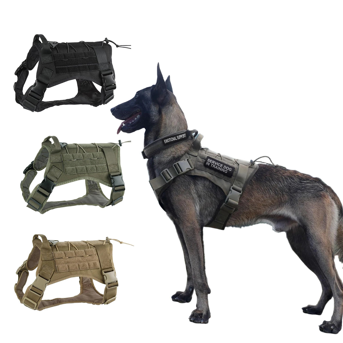 Imbrago tattico per cani di grossa taglia, anti-tiro, regolabile e traspirante