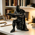 3D Printed Medieval Knight Pen Holder Black Silver Warrior Statue Desk Organizer Creative Office Desktop Decor Stationery Gift