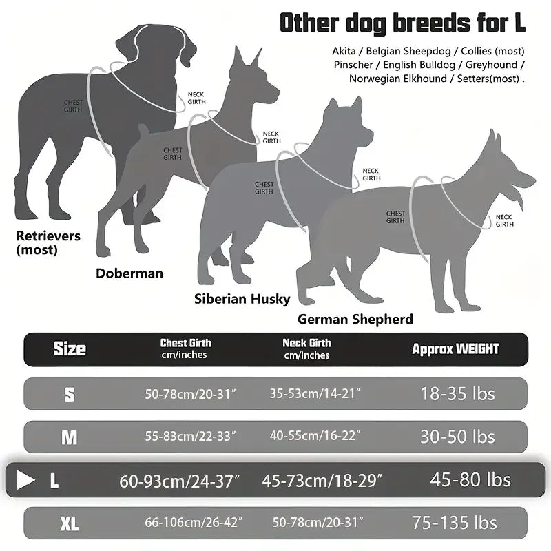 Imbracatura tattica anti tiraggio per cani – grande, riflettente e con manico