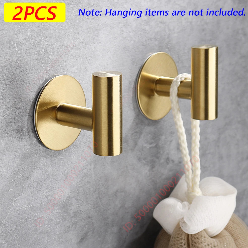 adhesive wall hook set – stainless steel for robes, towels, coats, keys