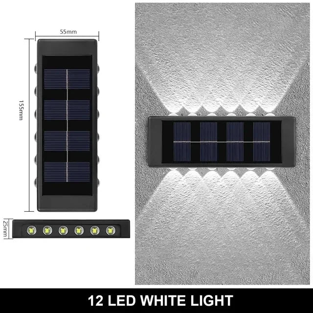 Lampada da Parete Solare 12 LED Impermeabile per Giardino e Patio