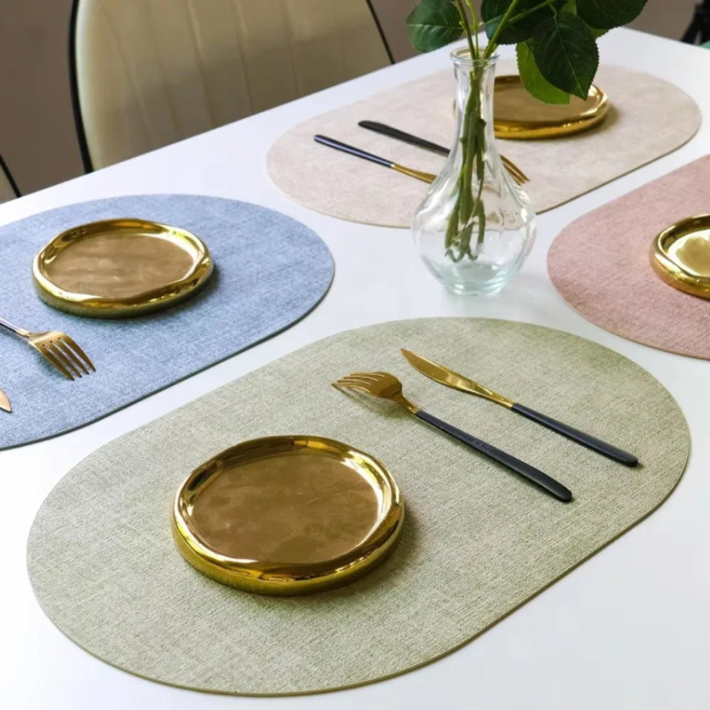 oval decorative placemats set (1/4/6 pcs) – heat‑resistant faux leather, non‑slip