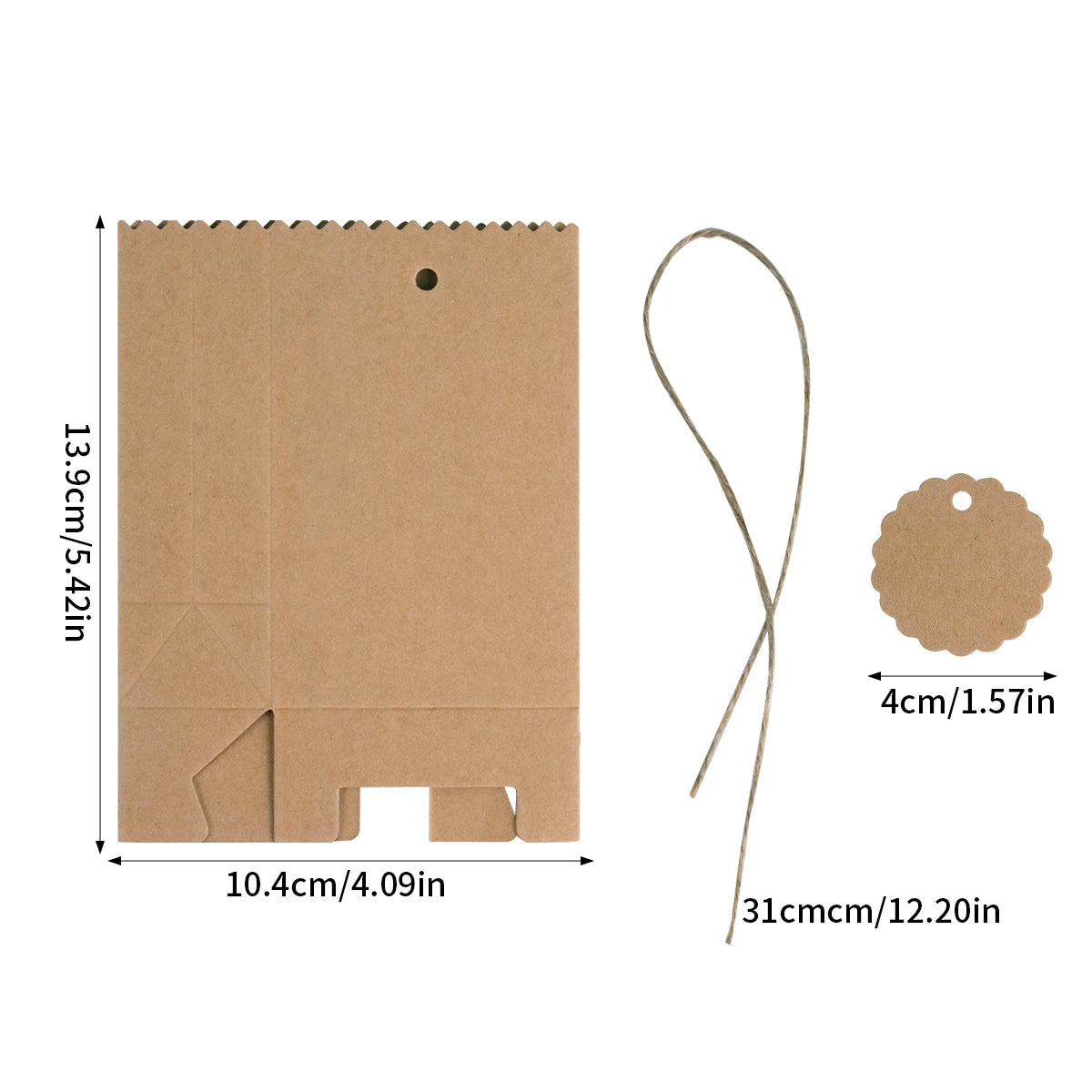 Confezioni regalo in carta kraft retro 10-30 pezzi con etichette e corda
