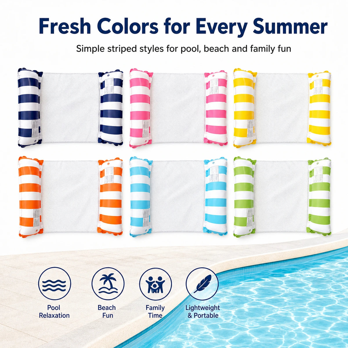 Double Tube Inflatable Float Mat Thickened PVC Stable Pool Float Anti-tilt Air Mattress for Beach Swimming Pool Summer Water