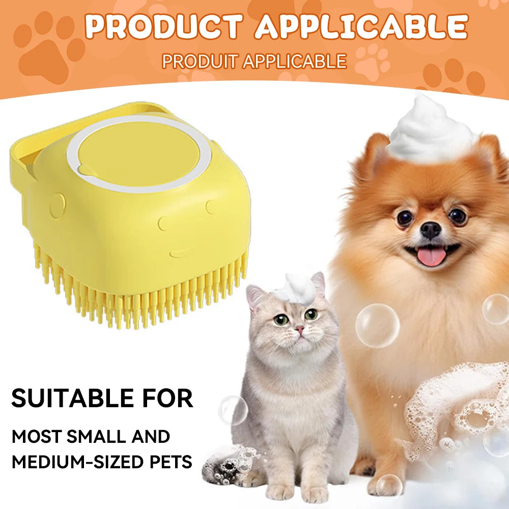 Spazzola Bagno Silicone per Cani e Gatti con Distributore Shampoo