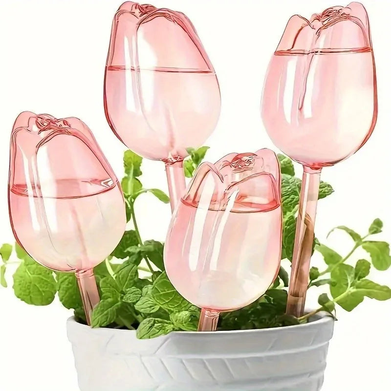 Sfere di irrigazione rosa a forma di tulipano per piante indoor e outdoor