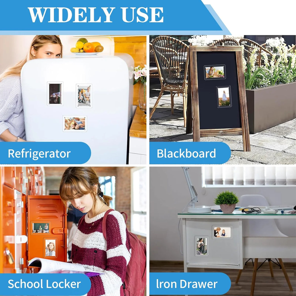 Acrylic Fridge Magnetic Photo Frames 6x9cm Home Decor Double Sided Clear Magnetic Frame for Display 2.46x3.54 Inch Magnet
