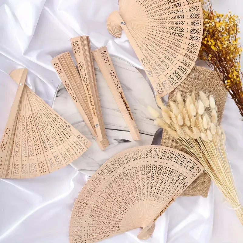 Personalized Folding Wooden Hand Fans Custom Engraved Wedding Fans Party Favor Bridal Shower Gifts for Guests Souvenir