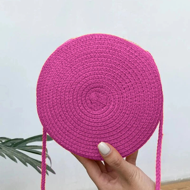 Summer Woven Straw Crossbody Bags for Women Fashion Round Handmade Rattan Beach Small Handbag Travel Female Shoulder Bag