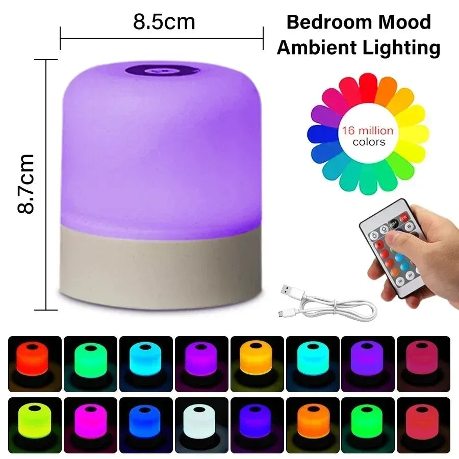 Lampada Notturna Touch RGB Ricaricabile con Telecomando – Illuminazione…