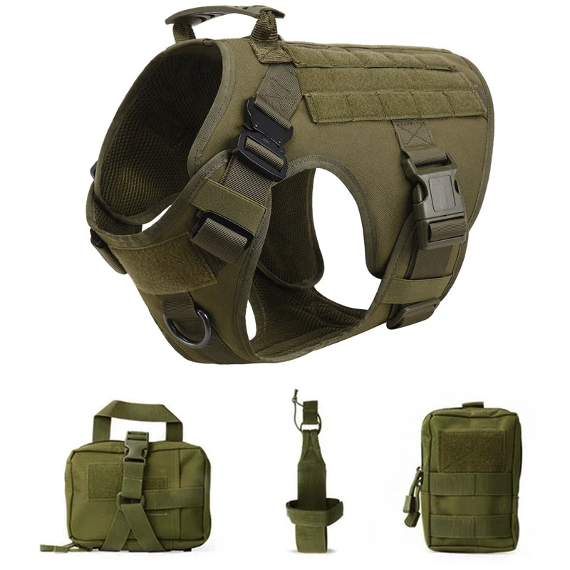 Giubba tattica militare per cani – Set imbracatura e guinzaglio