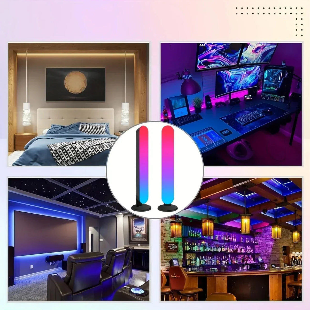 Barra LED RGB a ritmo musicale ricaricabile USB per scrivania e Natale