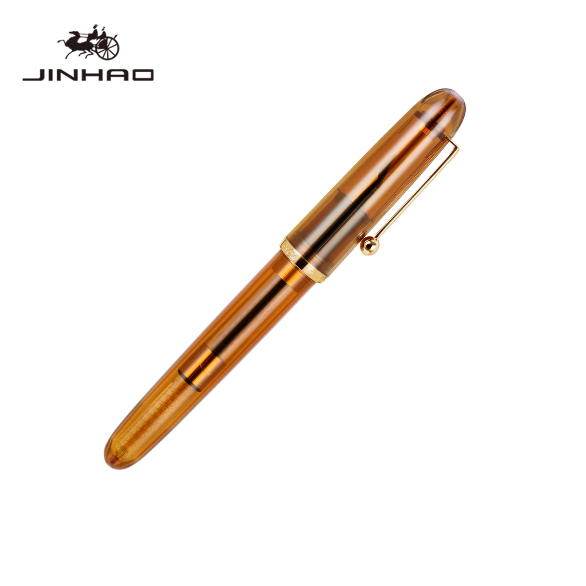 Penna stilografica acrilica trasparente marrone con punta EF/F/M e convertitore