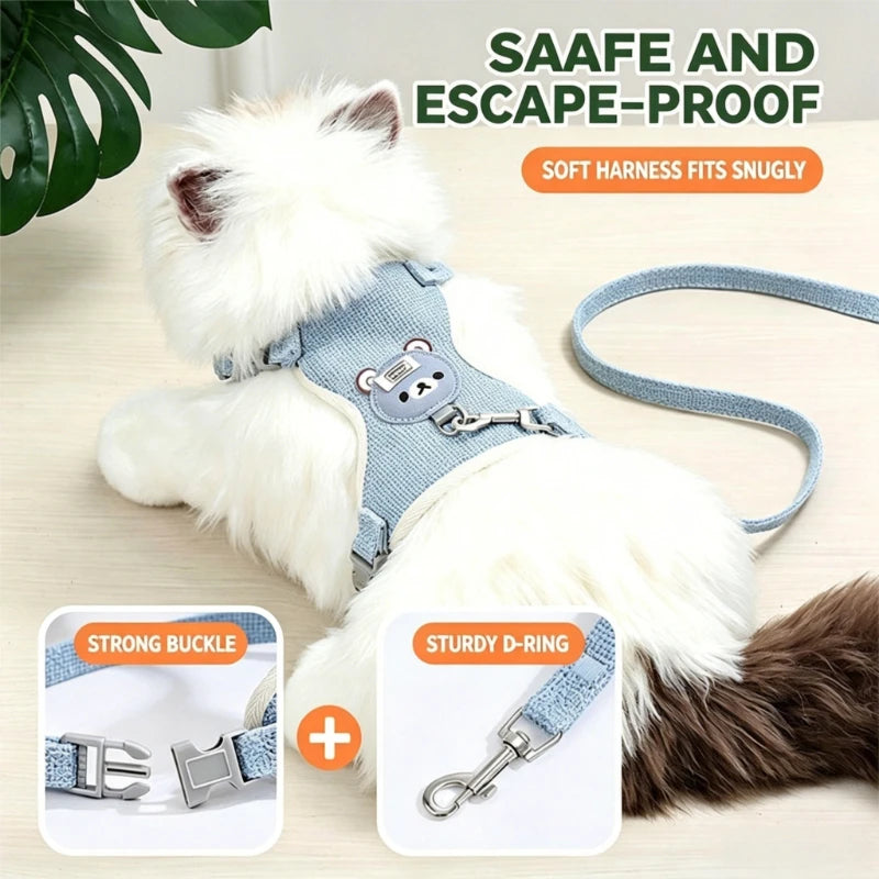 Imbracatura regolabile per cani e gatti con guinzaglio 120 cm – Mesh traspirante