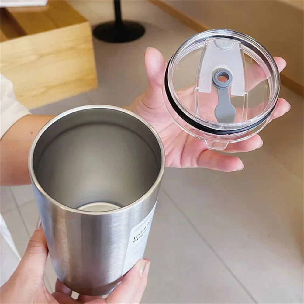 Thermos 600 ml acciaio inox 304, tazza termica con cannuccia, portatile