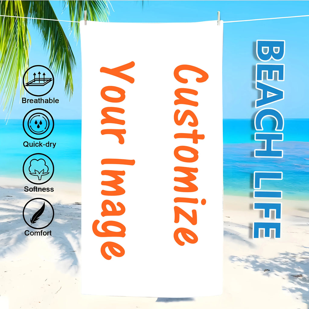 Personalized Beach Towel Customize Photo Funny Picture Microfiber Beach Towel Thin Absorbent for Beach Swimming Yoga Bath Sports