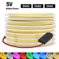 Striscia LED COB 5V 320 LED/m, luce bianca e colorata, alimentata a batteria