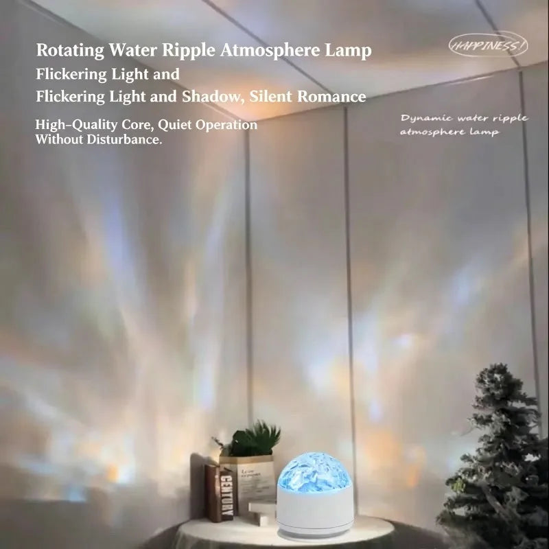 16Colors Ocean Wave Aurora Projector Light Water Ripple LED Night Light with Remote USB Powered for Kids Room Ambient Decor Gift