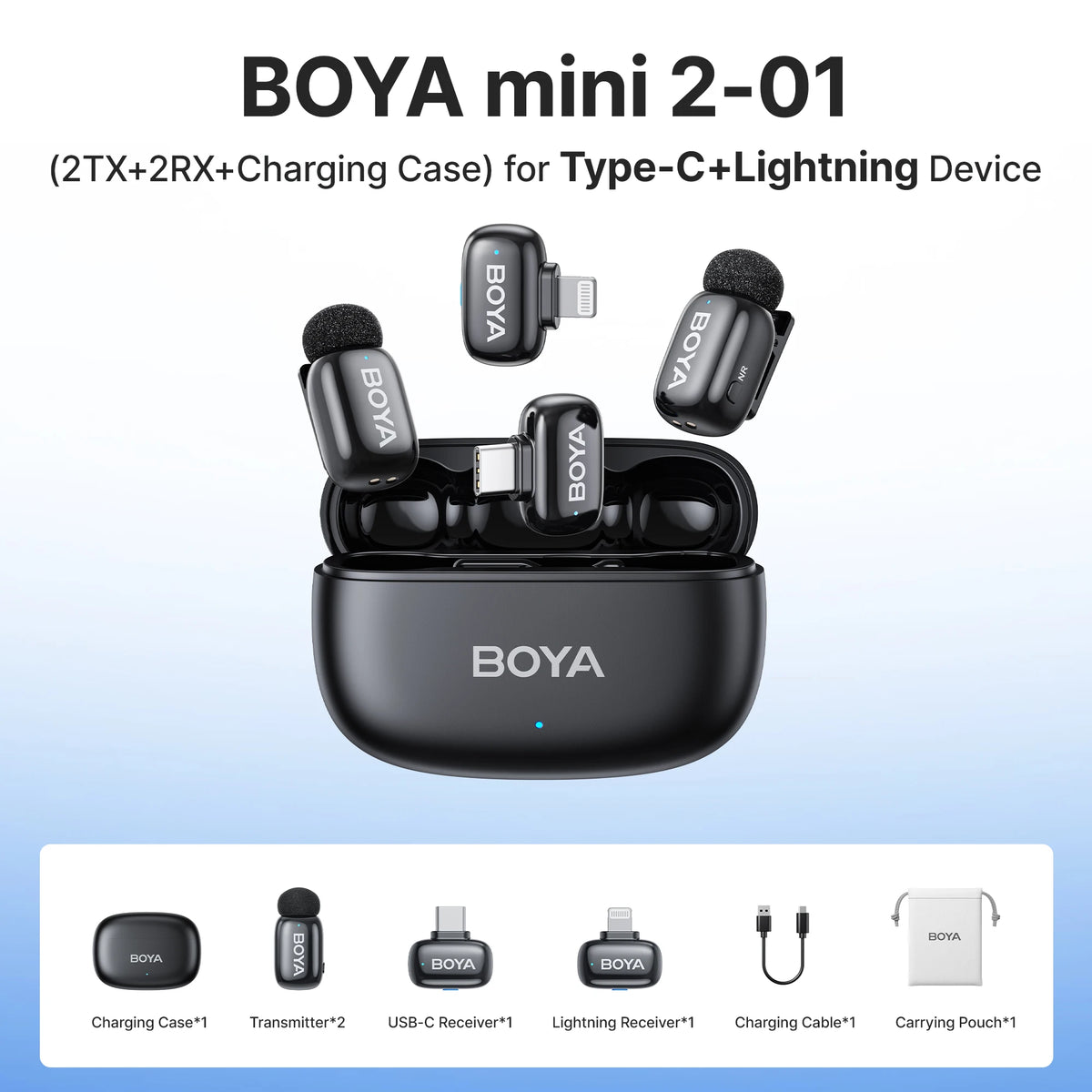 Microfono Lavalier Wireless Mini – Riduzione Rumore AI, iPhone e Android