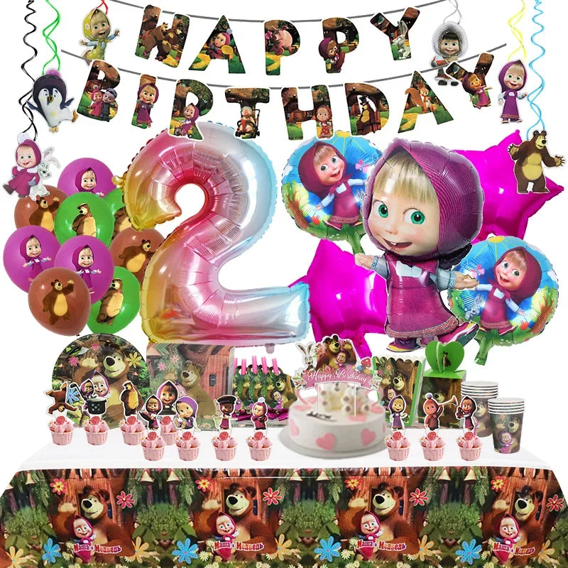 Decorazioni per festa di compleanno Masha e Orso – Palloncini cartoon, set 24…