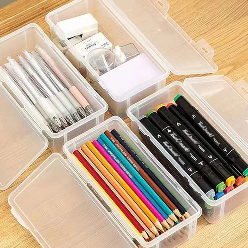 Pot à crayons transparent en plastique – grande capacité, lot de 1 à 4 pièces