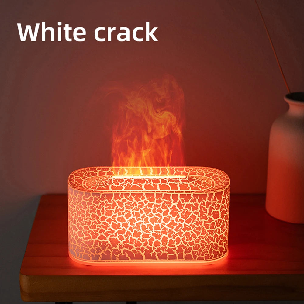 Diffusore aromaterapico con effetto fiamma, umidificatore silenzioso a nebbia