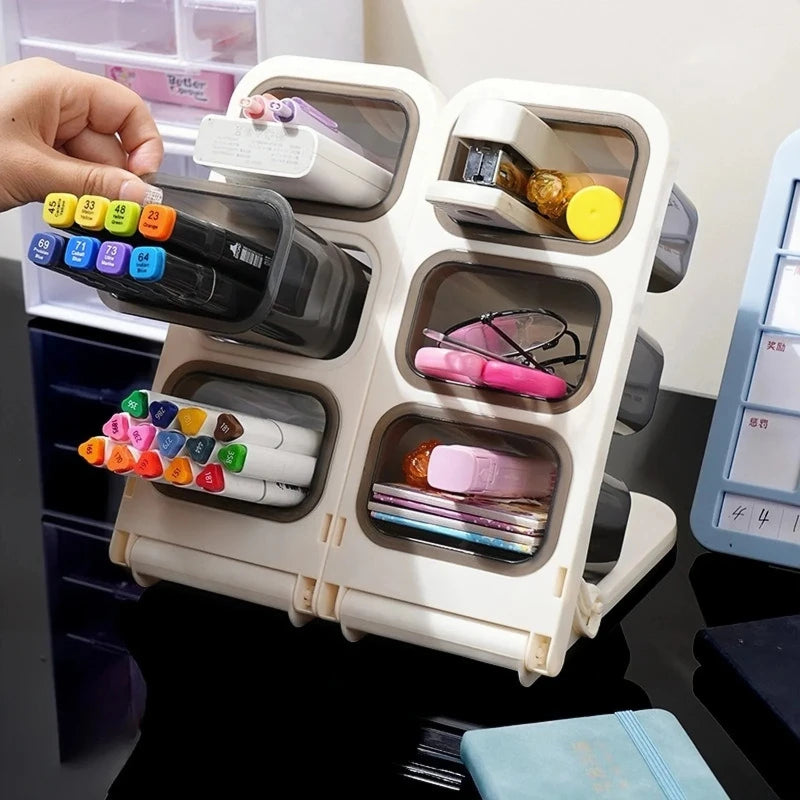 Detachable Slant Insert Pen Holder, Home Desk Pen Box, Office Desktop Pen Stand, Multi-layer Student Stationery Box