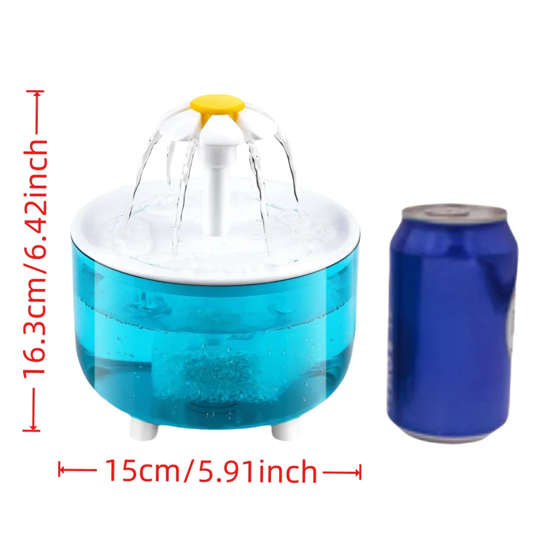 Fontana d'acqua per gatti 1200 ml con filtro 4‑stadio e ricarica USB