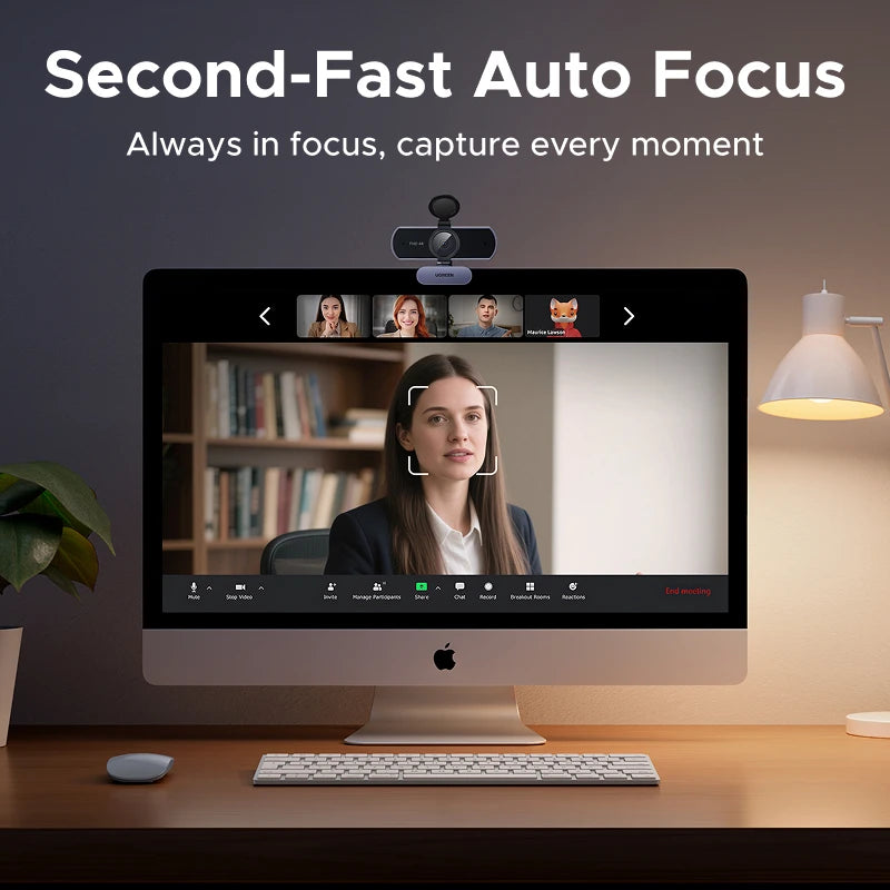 Webcam 4K 8MP con messa a fuoco PDAF e microfoni AI per videoconferenze