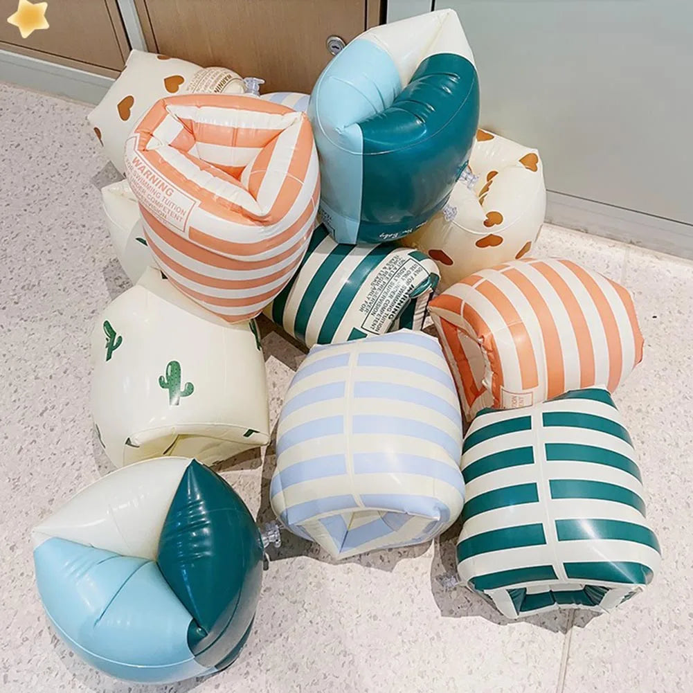 1Pair Swimming Arm Circle Double Air Bag Inflatable Floating Arm Circle Sleeves PVC Printed Adult Kids Swimming Equipment