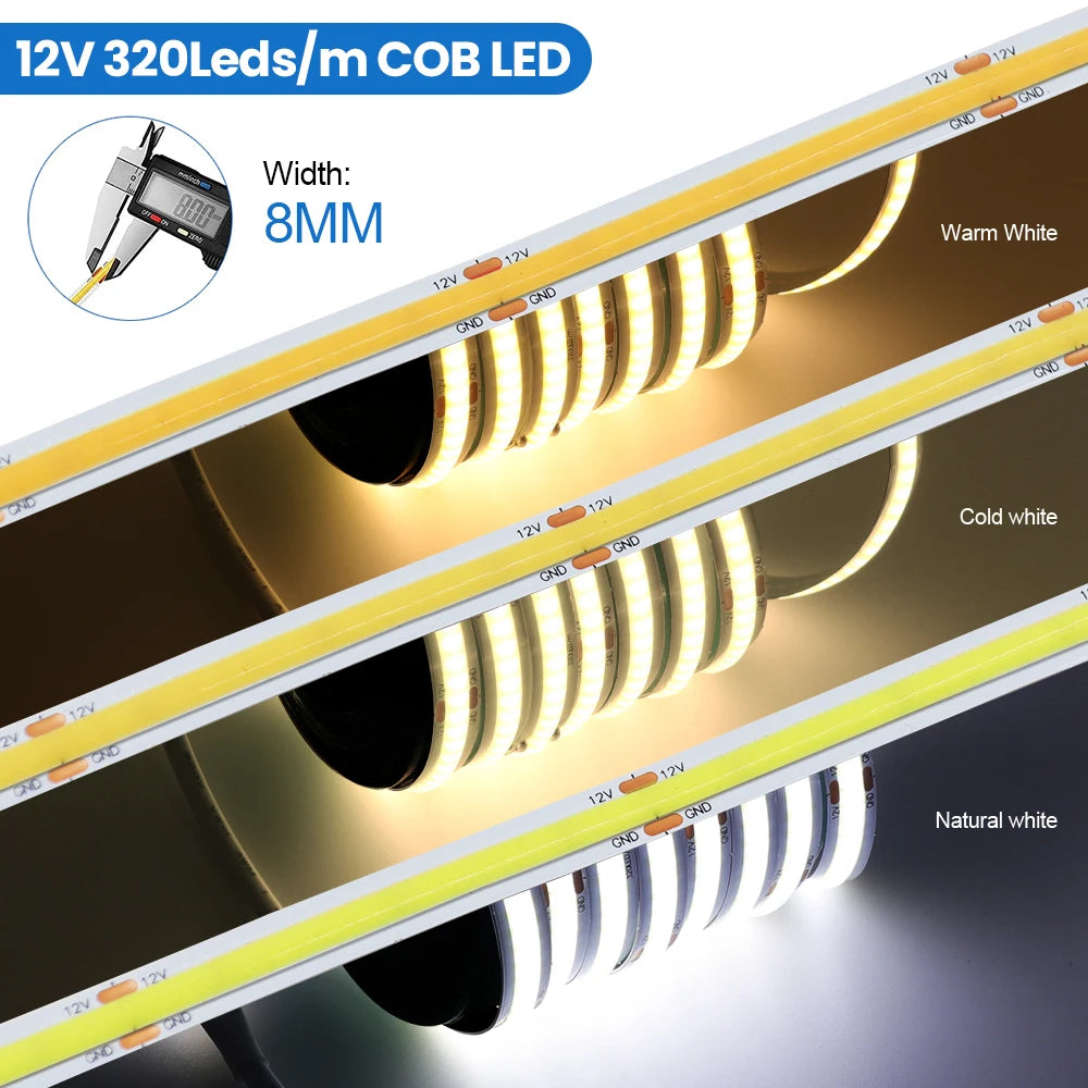 Striscia LED COB 12V/24V 320 LED/m Alta densità RGBW Multicolore