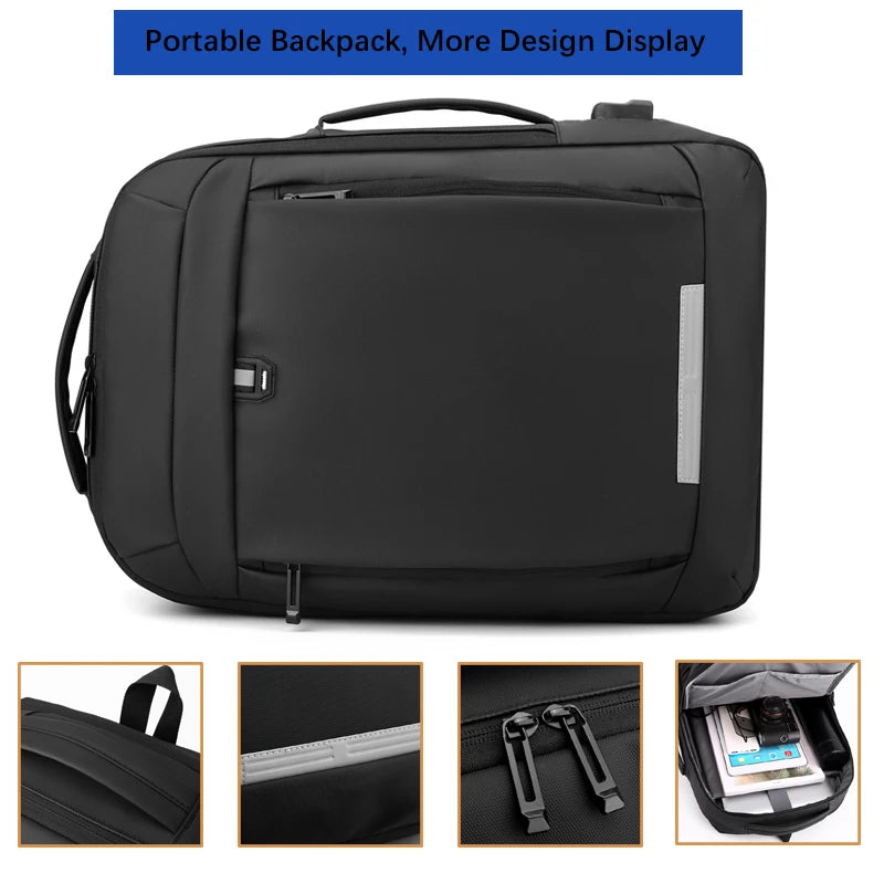 Sac à dos business 17" imperméable avec port USB et sangle respirante pour homme