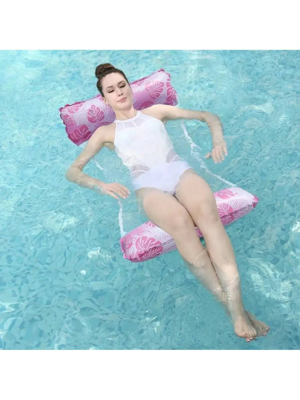 Foldable Striped Inflatable Lounge Chair, Suitable For Swimming Pool Parties And Beach Leisure Floating Beds With Net Backrest