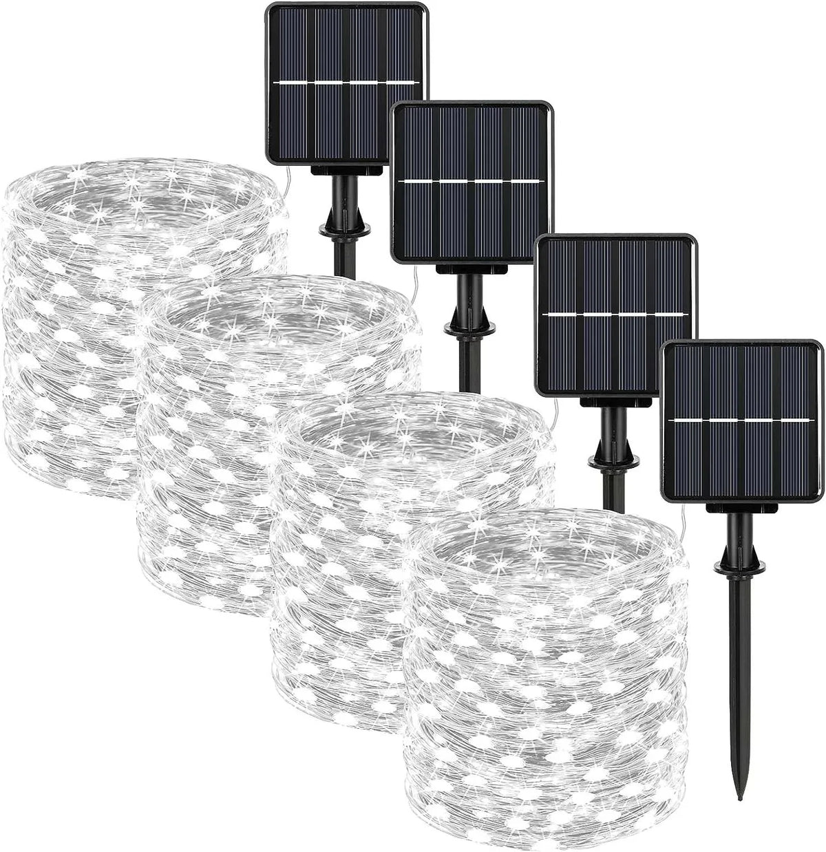 1, 2, 3, 4, 5 Packs Solar LED Fairy Lights – Outdoor Christmas Lights with 8 Modes, Copper Wire, Waterproof, for Garden, Tree, Patio Décor