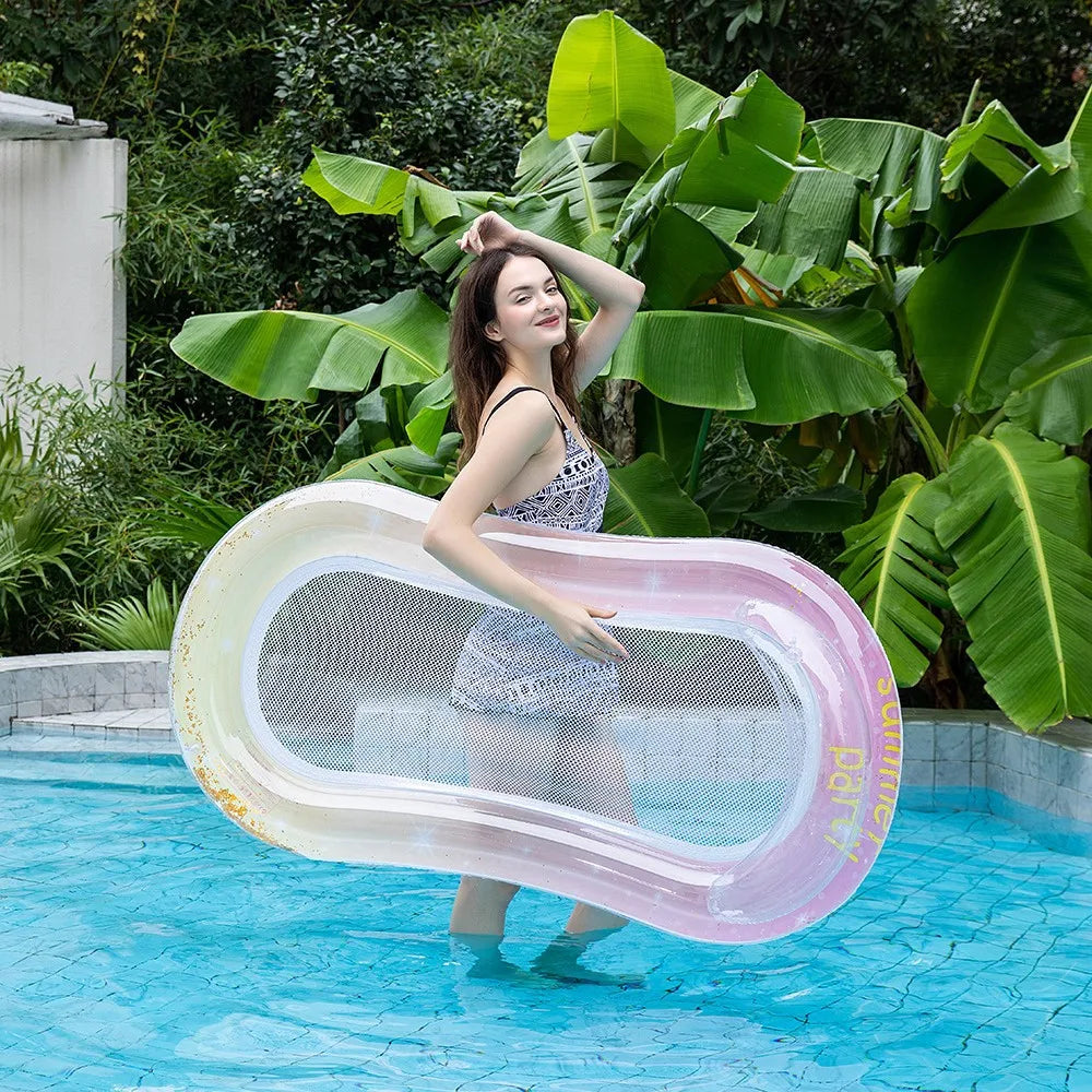 Rooxin Inflatable Water Hammock Floats Bed Swim Ring Tube Swimming Pool Mattresses Sleeping Bed Beach Lounger Chair