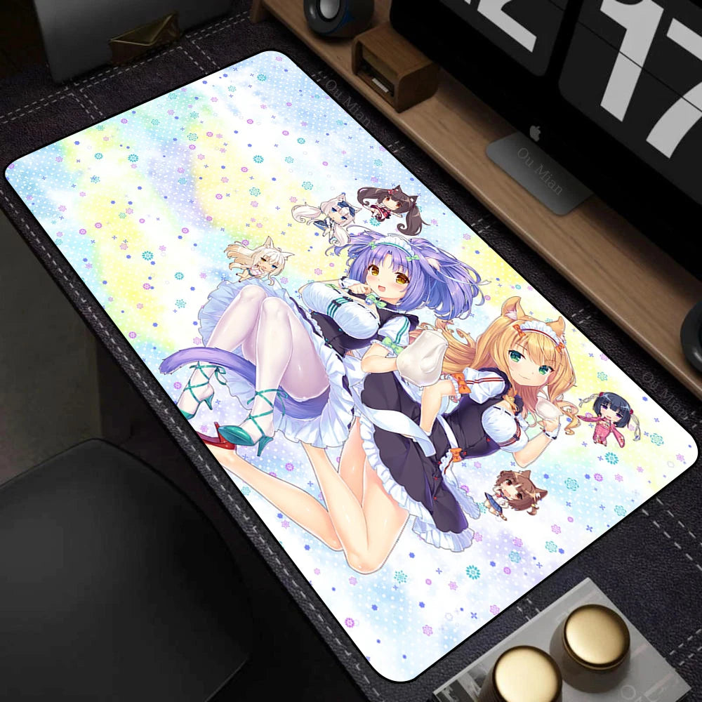 XXL Home HD Computer Desk Mats Mouse Pad Nekopara Mousepad Carpet Gamer Office Laptop Soft Mouse Mat Desktop Mouse Mats 90x40cm