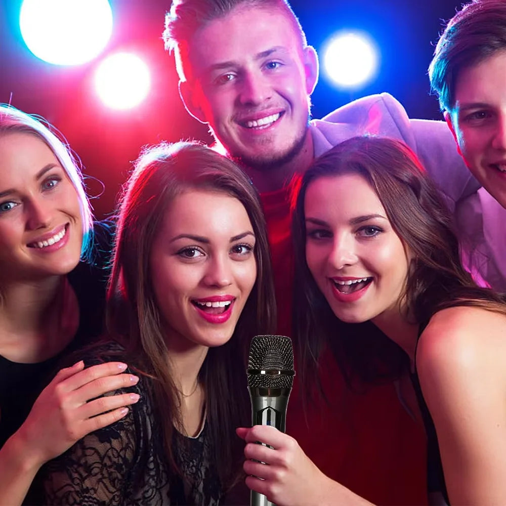 Microfono wireless UHF a 2 canali per karaoke, canto e presentazioni