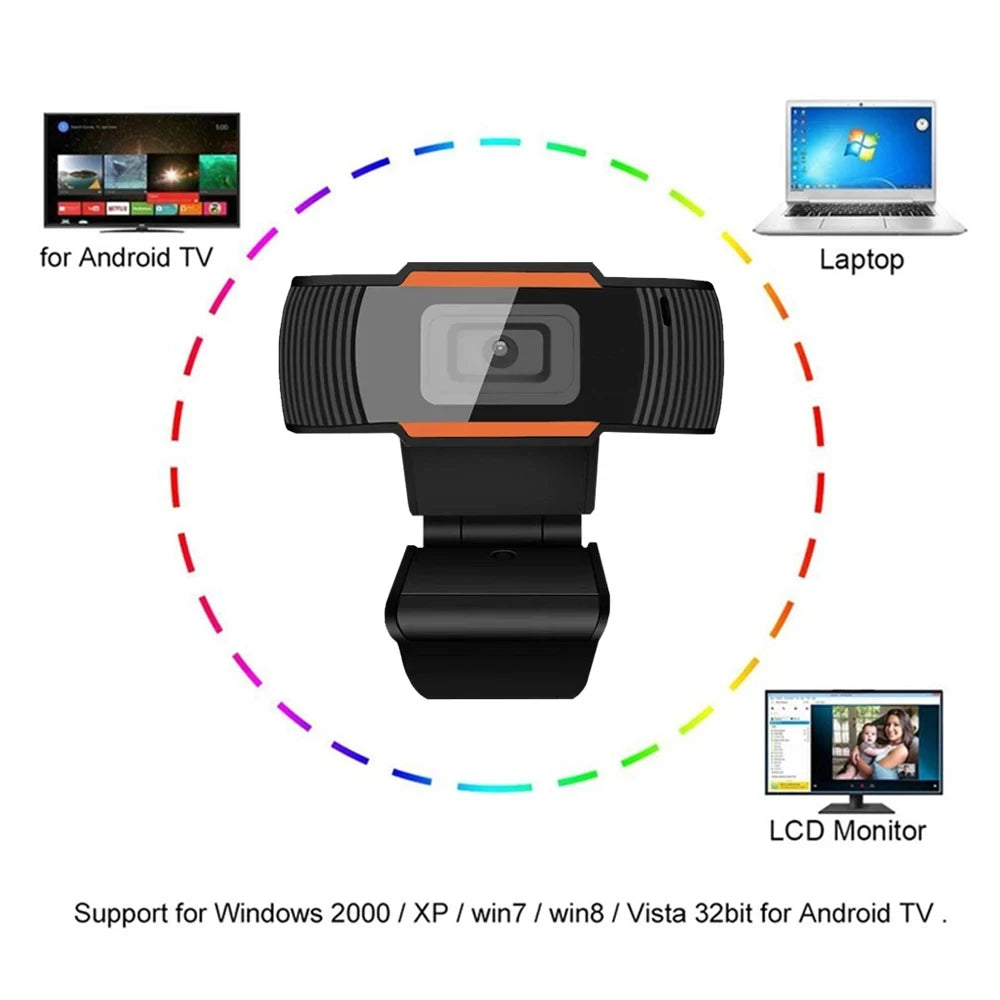 Webcam HD USB 1080p con microfono integrato e rotazione 30° per PC e laptop