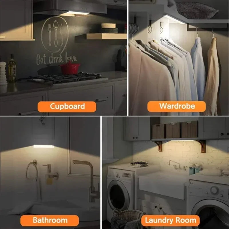 Luce LED ricaricabile con sensore di movimento e fissaggio magnetico per armadi